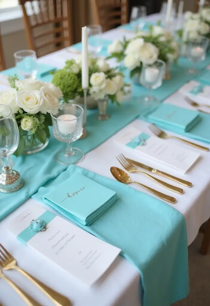 29 Tiffany And Company Party Ideas With Elegant Blue Touches - 6. Tiffany Blue Table Settings