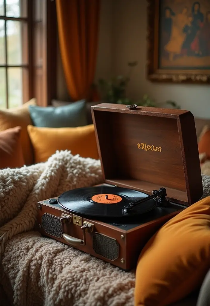 29 Vintage Bridal Shower Ideas With Retro Charm - 23. Vintage Record Player Setup