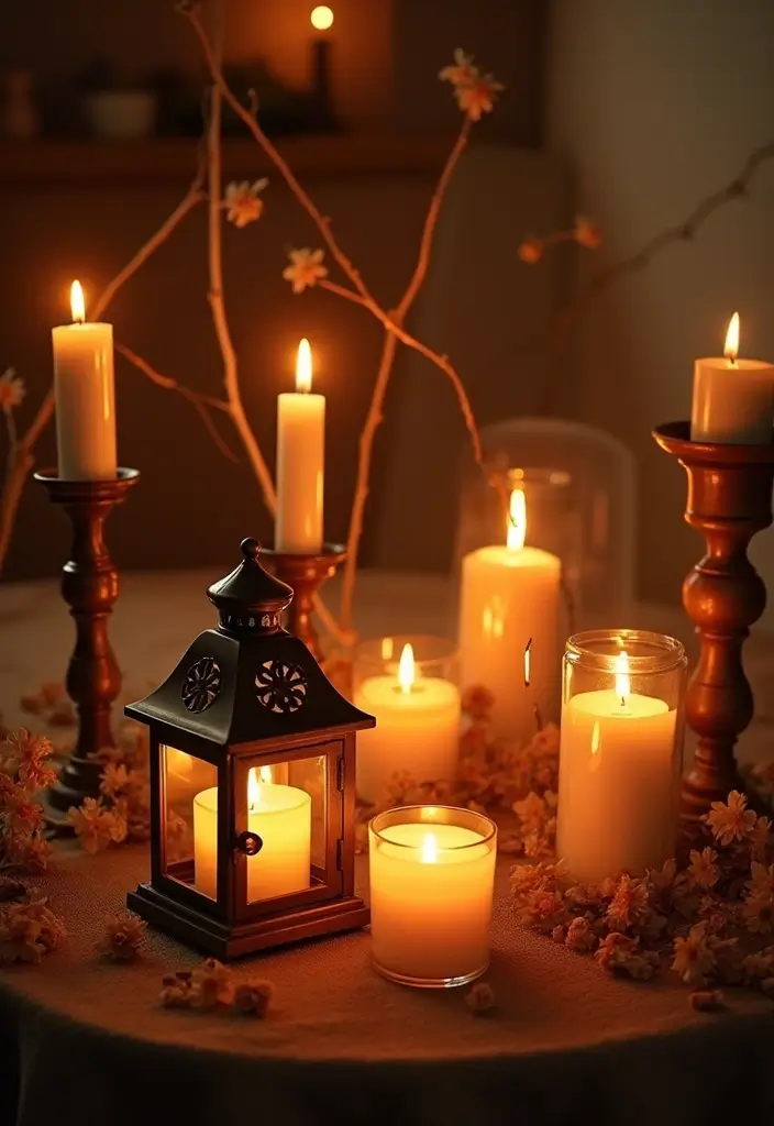 29 Vintage Bridal Shower Ideas With Retro Charm - 29. Timeless Candle Displays