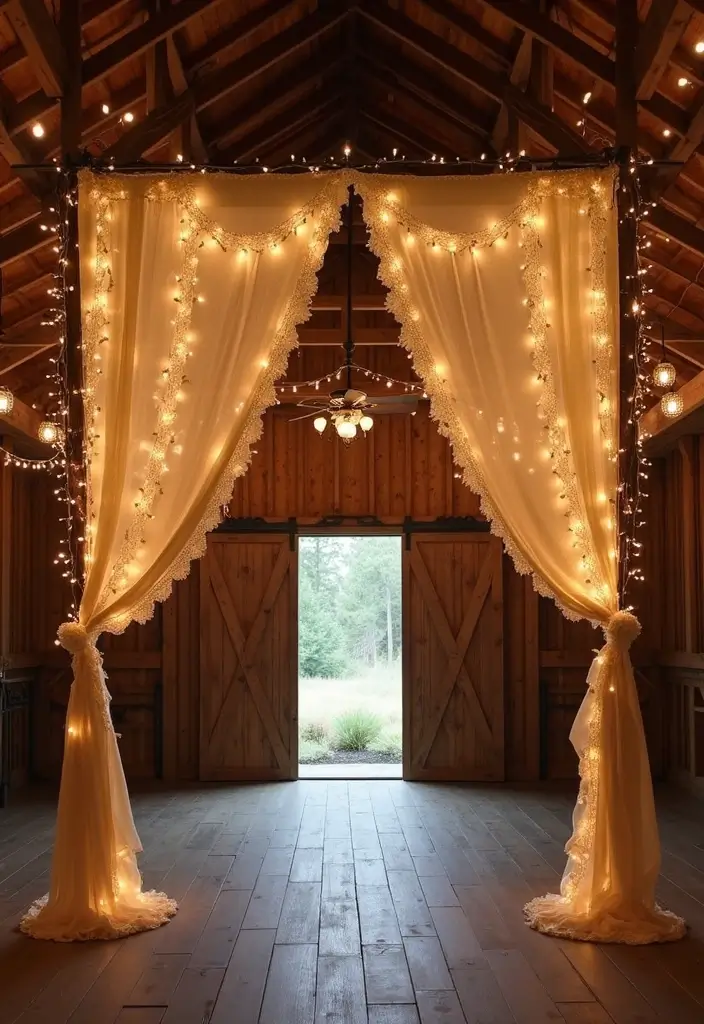 29 Wedding Drapery Ideas That Transform Any Venue - 2. Rustic Barn Charm