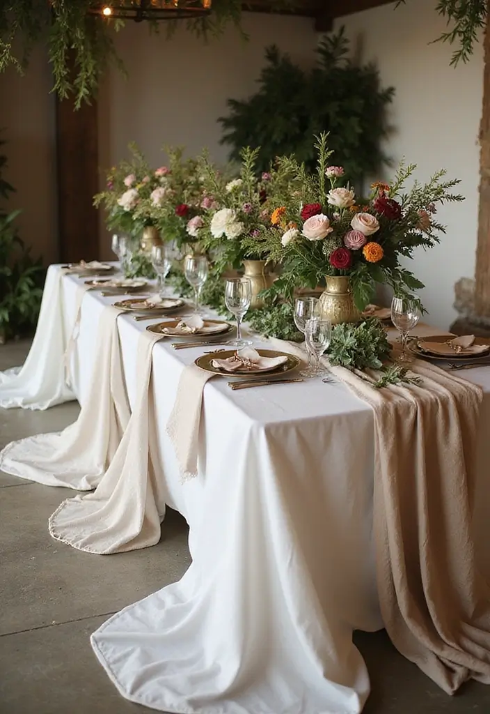 29 Wedding Drapery Ideas That Transform Any Venue - 3. Bohemian Table Draping