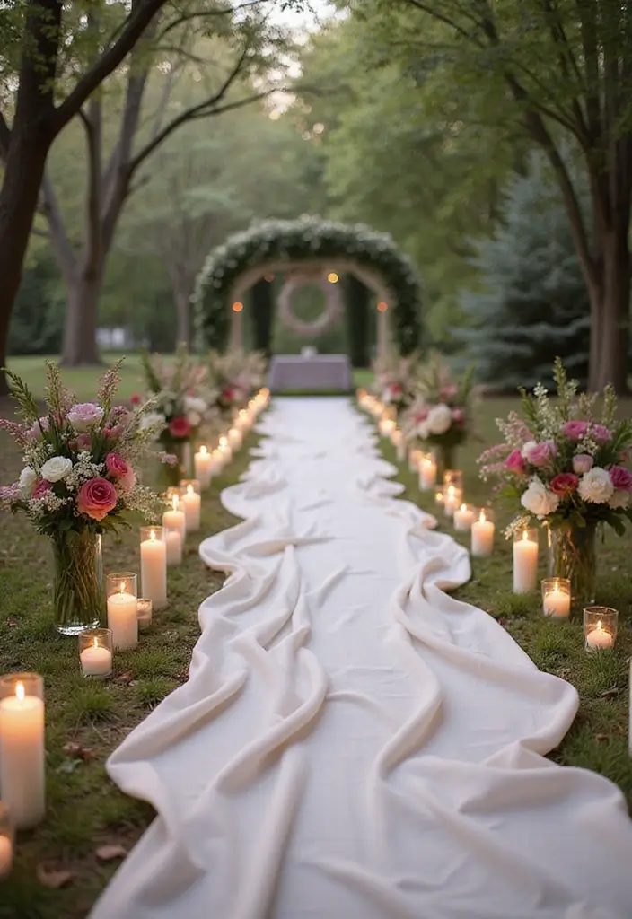 29 Wedding Drapery Ideas That Transform Any Venue - 6. Draped Aisle Runner