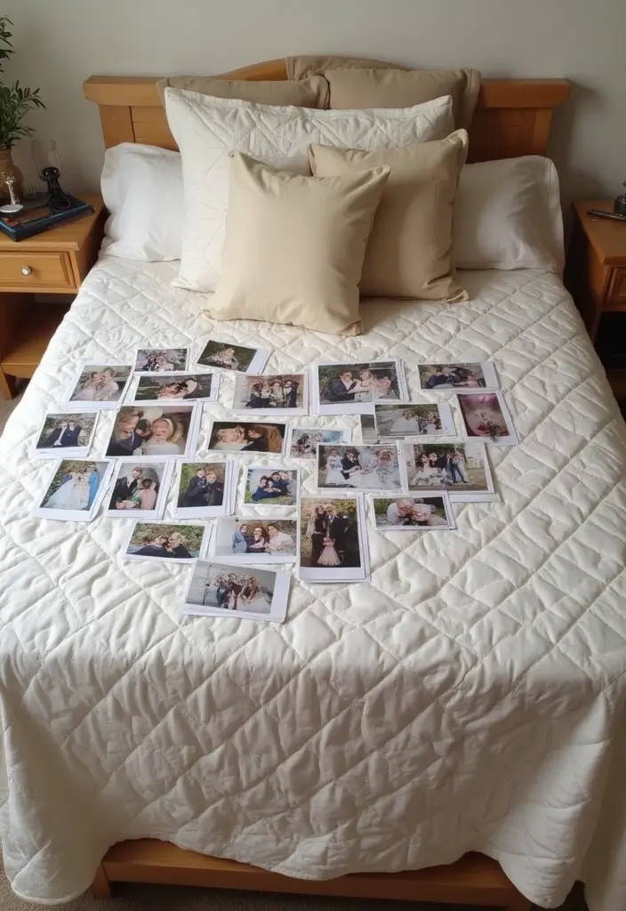 29 Wedding Photo Display Ideas That Tell Your Love Story - 13. Quilt Photo Display
