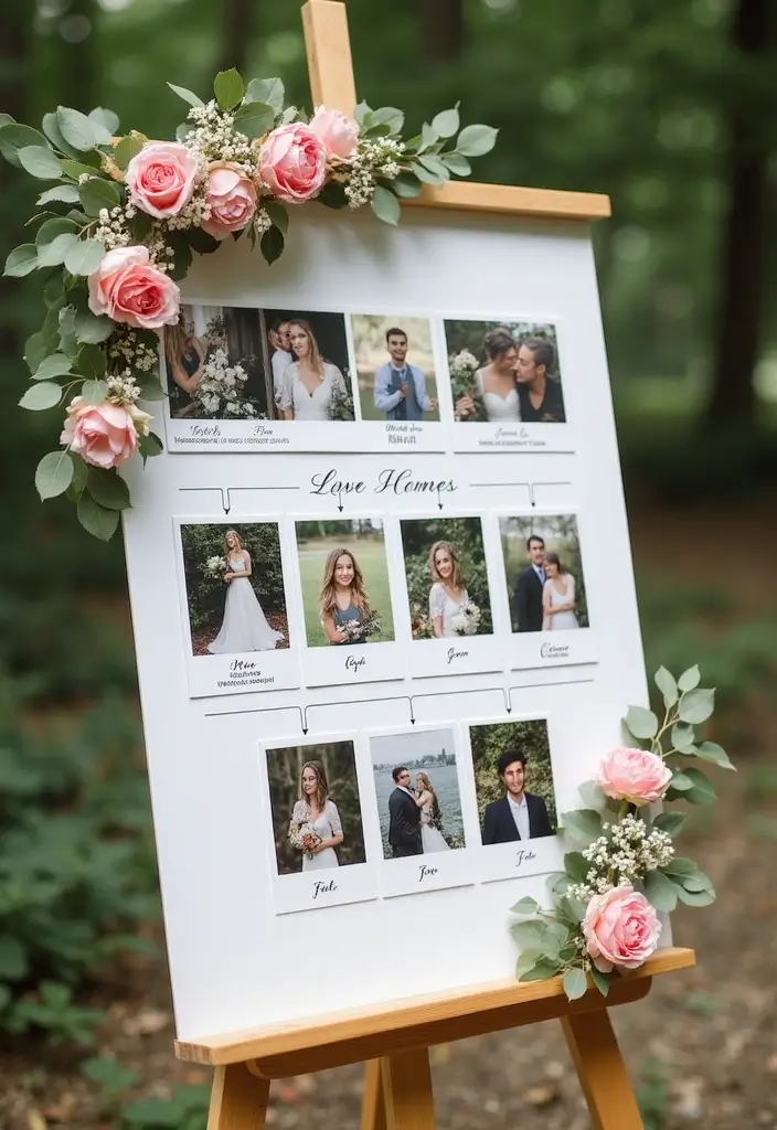 29 Wedding Photo Display Ideas That Tell Your Love Story - 14. Photo Timeline Display