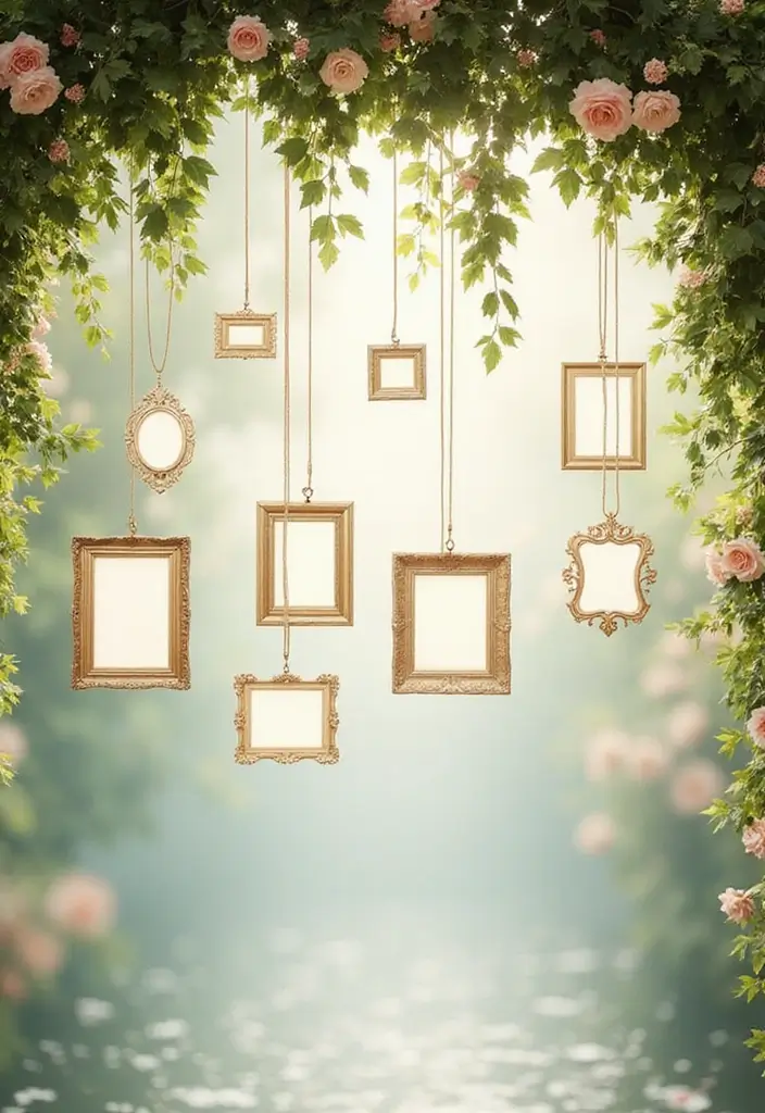 29 Wedding Photo Display Ideas That Tell Your Love Story - 17. Floating Photo Frames
