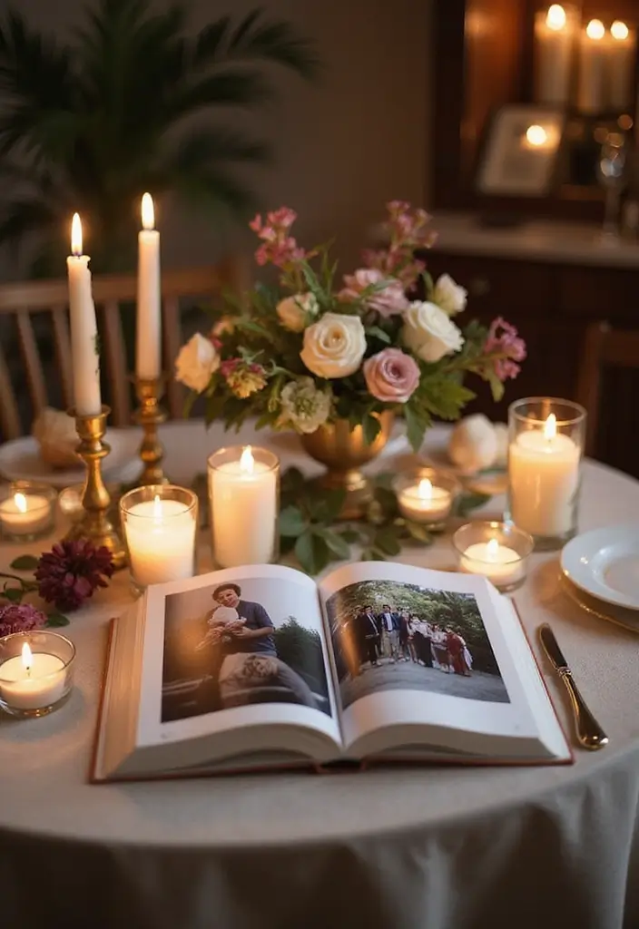 29 Wedding Photo Display Ideas That Tell Your Love Story - 24. Photo Book Table
