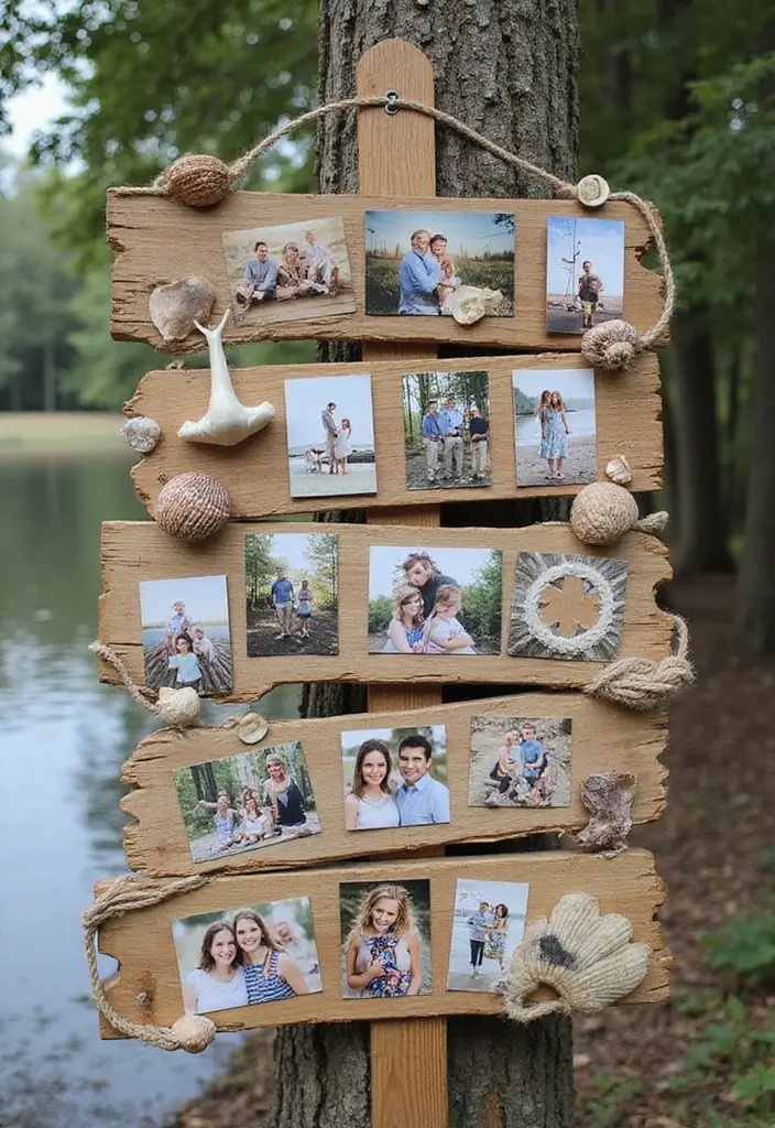 29 Wedding Photo Display Ideas That Tell Your Love Story - 25. Rafted Photo Display