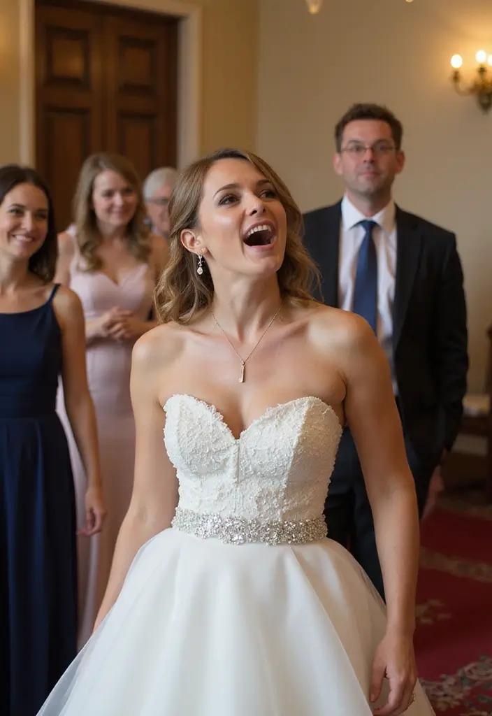 29 Wedding Photo Ideas: Funny And Candid Moments - 11. The Bride's Unexpected Reaction
