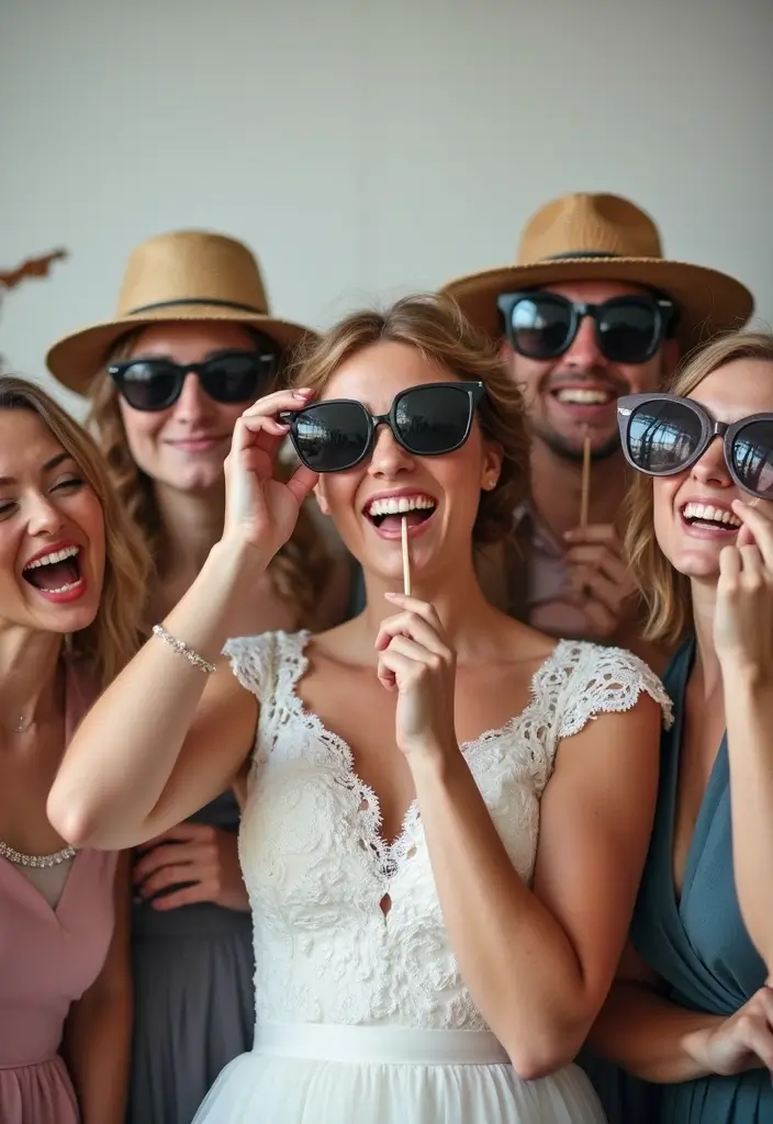 29 Wedding Photo Ideas: Funny And Candid Moments - 12. The Fun Prop Party