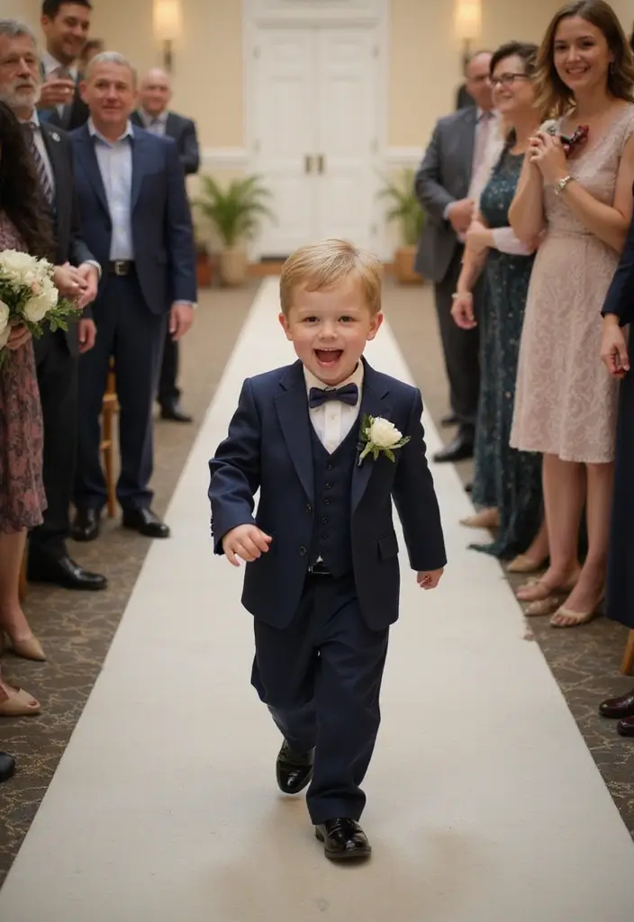 29 Wedding Photo Ideas: Funny And Candid Moments - 15. The Grinning Ring Bearer