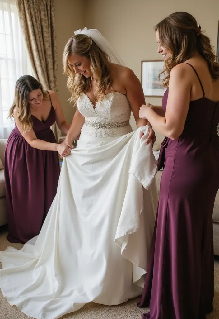 29 Wedding Photo Ideas: Funny And Candid Moments - 20. The Dress Disaster