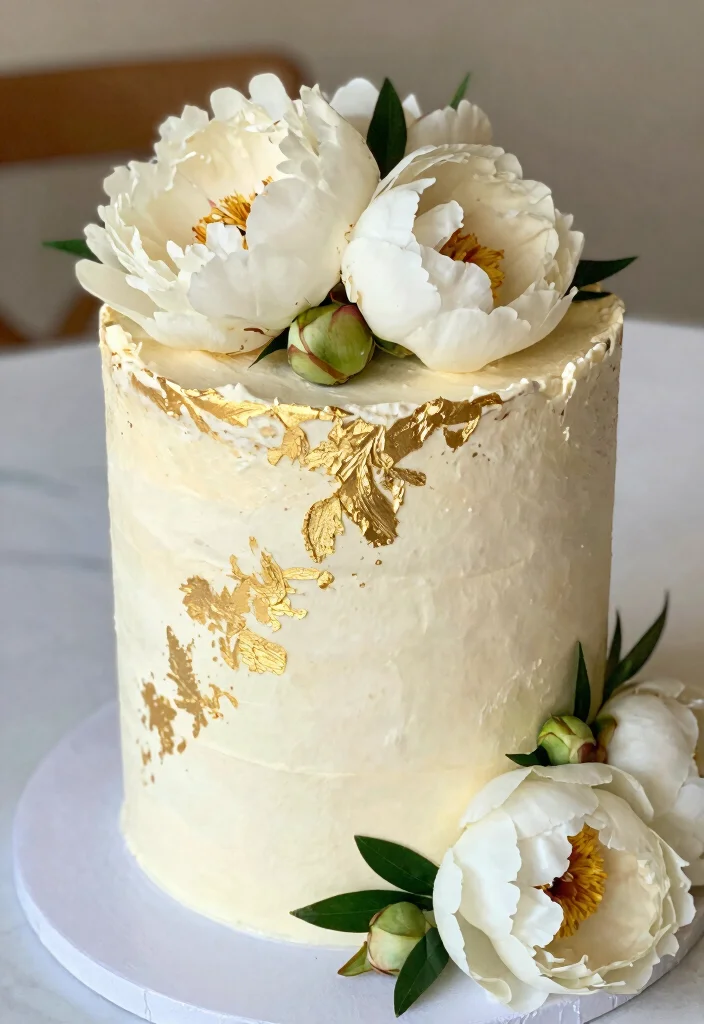 17 50th Anniversary Cake Ideas That Shine With Gold - 1. Elegant Gold Leaf Cake 1