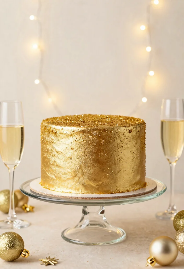 17 50th Anniversary Cake Ideas That Shine With Gold - 11. Gold Champagne Cake 1