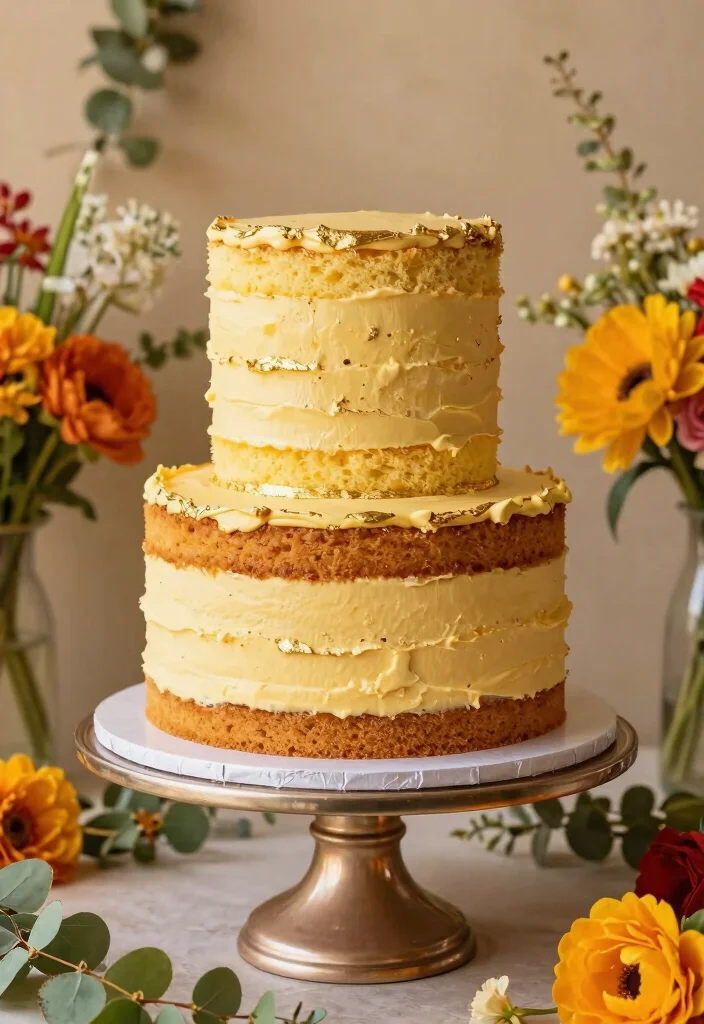 17 50th Anniversary Cake Ideas That Shine With Gold - 14. Gold Layered Cake 1