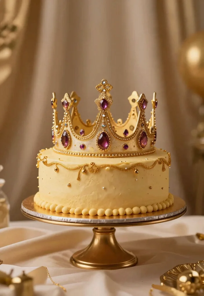 17 50th Anniversary Cake Ideas That Shine With Gold - 15. Gold Crown Cake 1