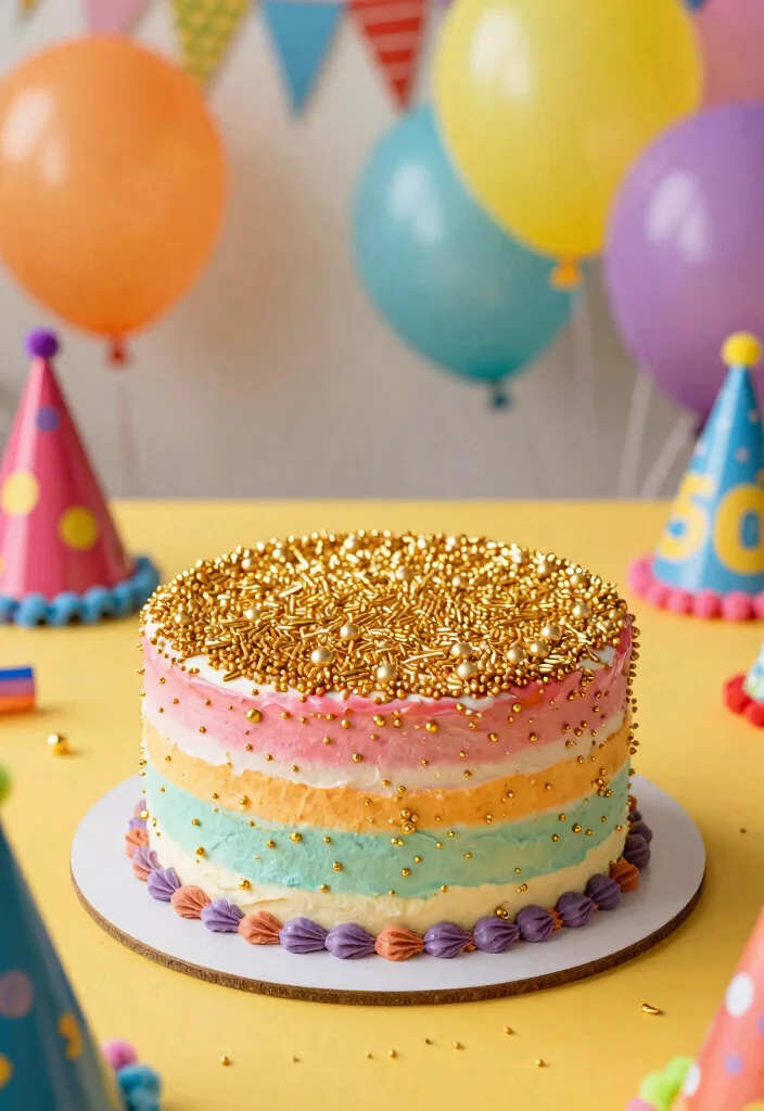 17 50th Anniversary Cake Ideas That Shine With Gold - 16. Gold Celebration Cake 1