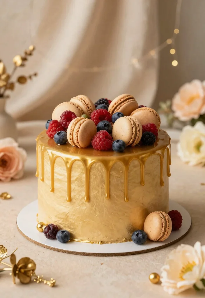 17 50th Anniversary Cake Ideas That Shine With Gold - 3. Gold Drip Cake 1