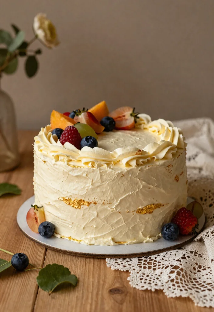 17 50th Anniversary Cake Ideas That Shine With Gold - 4. Rustic Gold Buttercream Cake 1