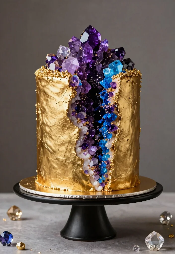 17 50th Anniversary Cake Ideas That Shine With Gold - 5. Gold Geode Cake 1