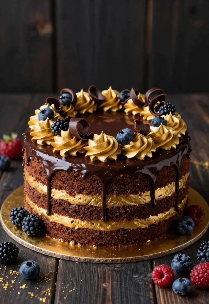 17 50th Anniversary Cake Ideas That Shine With Gold - 7. Golden Chocolate Cake 1