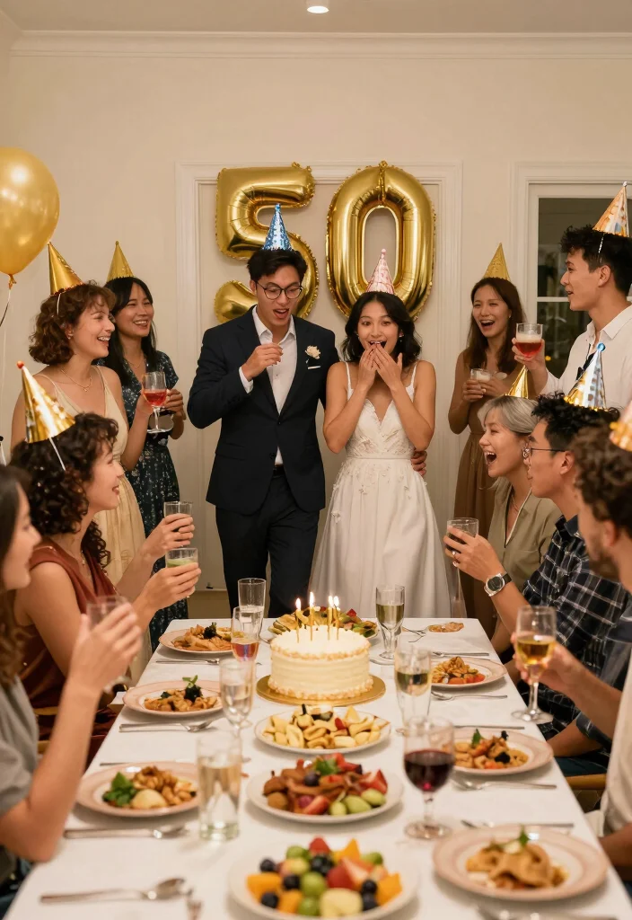 17 50th Wedding Anniversary Ideas That Celebrate a Lifetime Together - 15. Arrange a Surprise Party with Friends 1