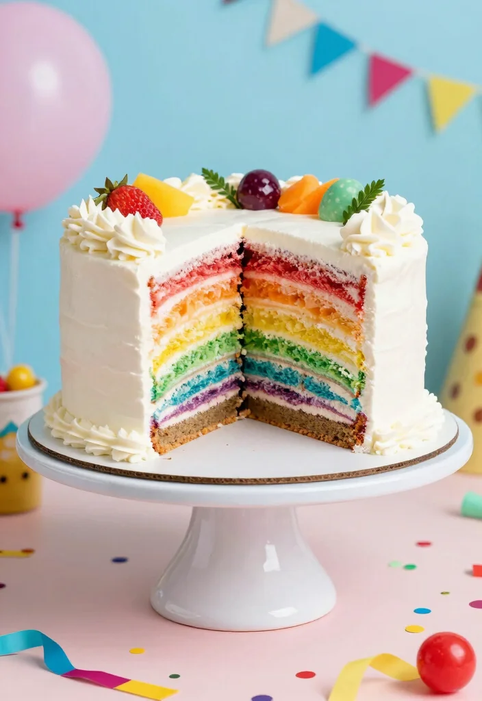 17 Anniversary Cakes Ideas Couple Edition That Melt Hearts - 15. Rainbow Cake for Colorful Celebrations 1