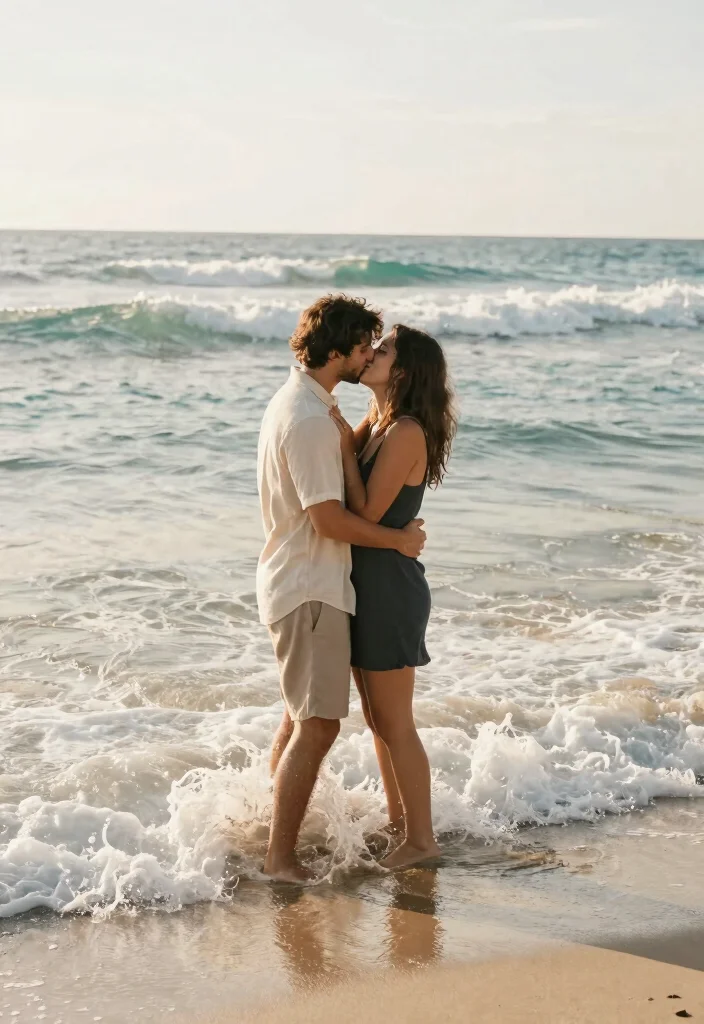 17 Beach Prenup Photoshoot Ideas That Feel Natural - 11. Kissing in the Waves 1