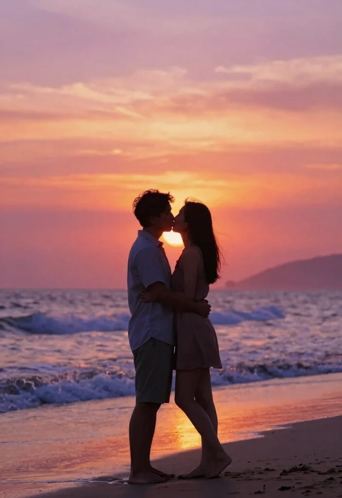 17 Beach Prenup Photoshoot Ideas That Feel Natural - 16. Glowing Sunset Kiss 1