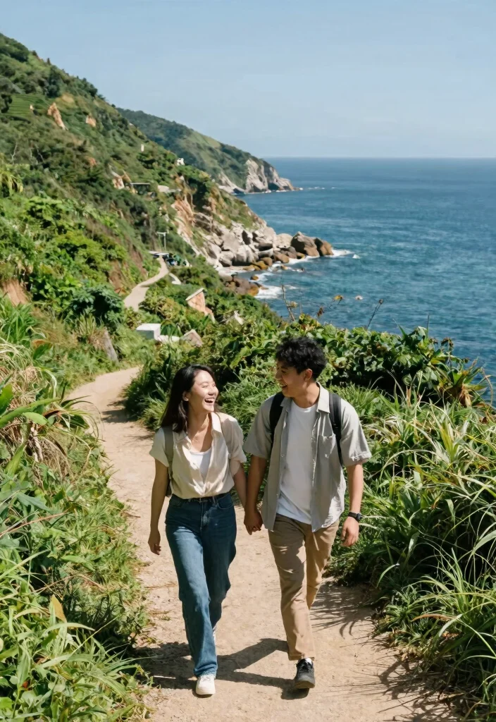 17 Beach Prenup Photoshoot Ideas That Feel Natural - 17. Coastal Pathway Adventure 1