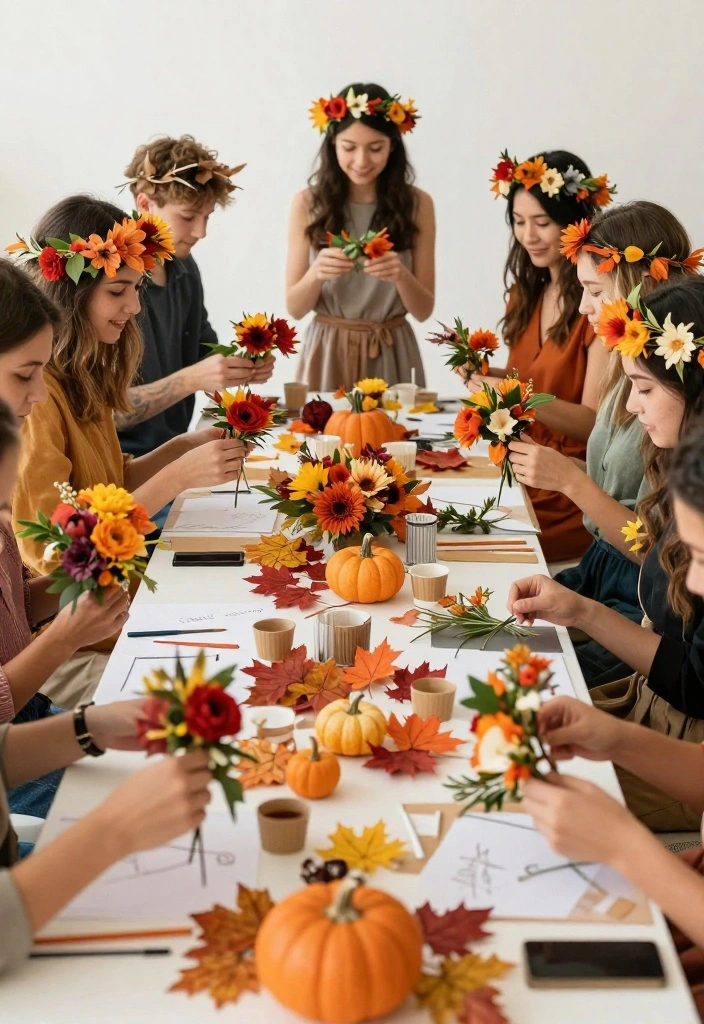 17 Fall Bridal Shower Ideas That Embrace Autumn - 15. DIY Flower Crown Station 1