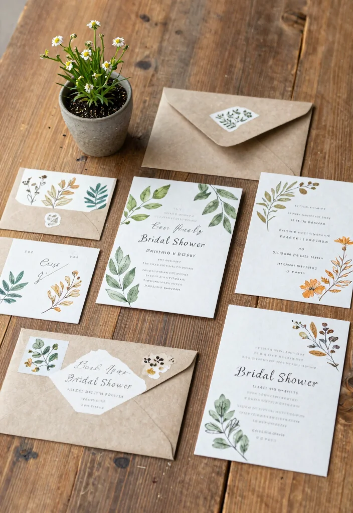 17 Green Bridal Shower Ideas That Feel Natural - 1. Nature-Inspired Invitations 1