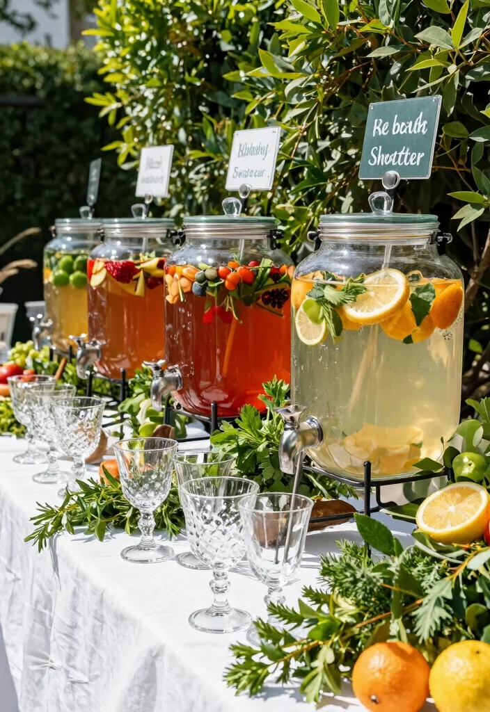 17 Green Bridal Shower Ideas That Feel Natural - 7. Sustainable Drinks Station 1