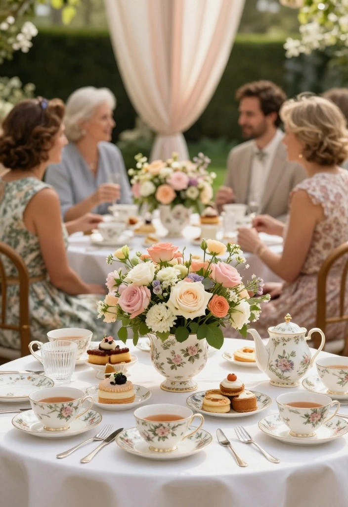 17 Spring Bridal Shower Ideas That Feel Fresh and Floral - 4. Elegant Floral Tea Party 1