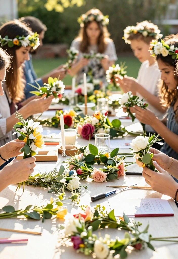 17 Spring Bridal Shower Ideas That Feel Fresh and Floral - 5. DIY Flower Crown Station 1