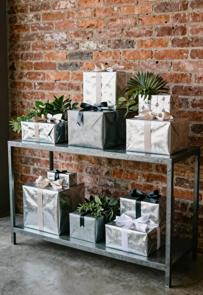17 Wedding Gift Table Ideas That Look Polished - 11. Modern Industrial with Metal Accents 1