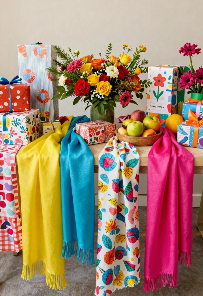 17 Wedding Gift Table Ideas That Look Polished - 5. Color Pop with Recycled Materials 1