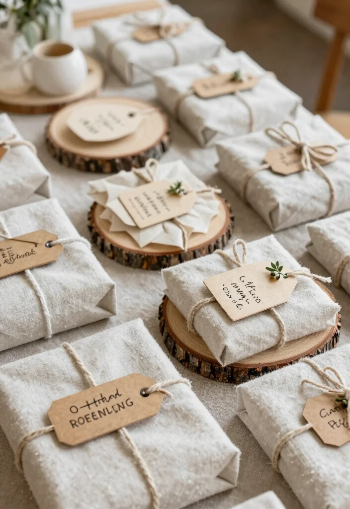 17 Wedding Gift Table Ideas That Look Polished - 6. Eco-Friendly Linens with Handmade Touches 1