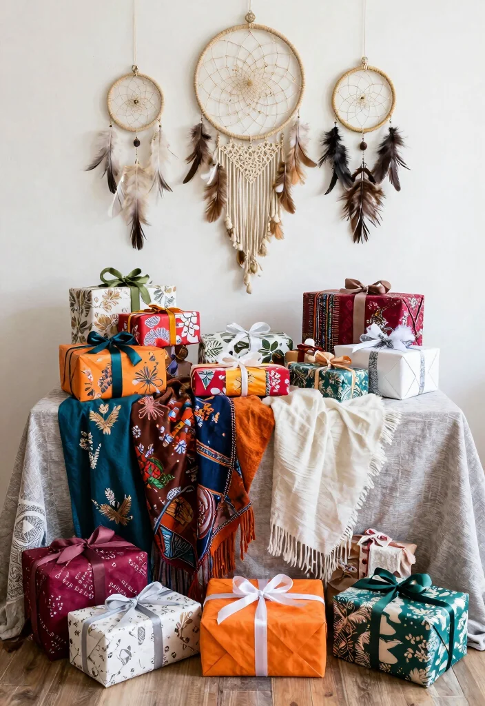 17 Wedding Gift Table Ideas That Look Polished - 7. Bohemian Vibes with Colorful Textiles 1