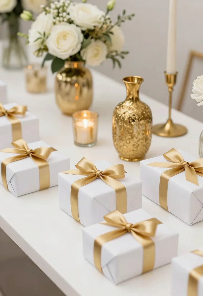 17 Wedding Gift Table Ideas That Look Polished - 9. Elegant White and Gold Glam 1