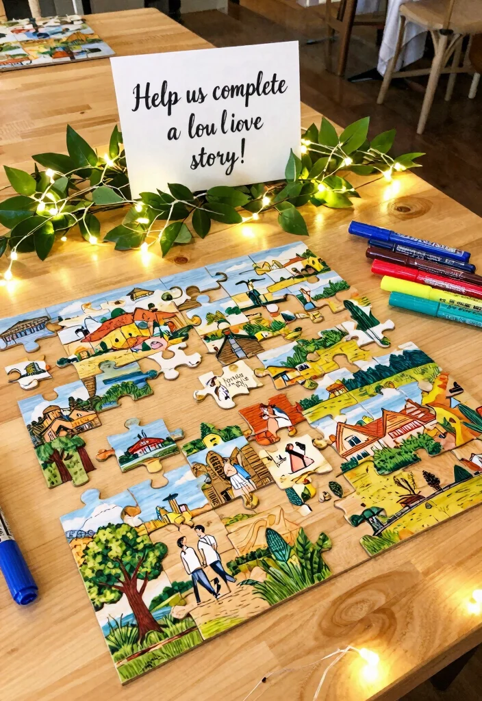 17 Wedding Guest Book Table Ideas That Stand Out - 3. Jigsaw Puzzle Guest Book 1