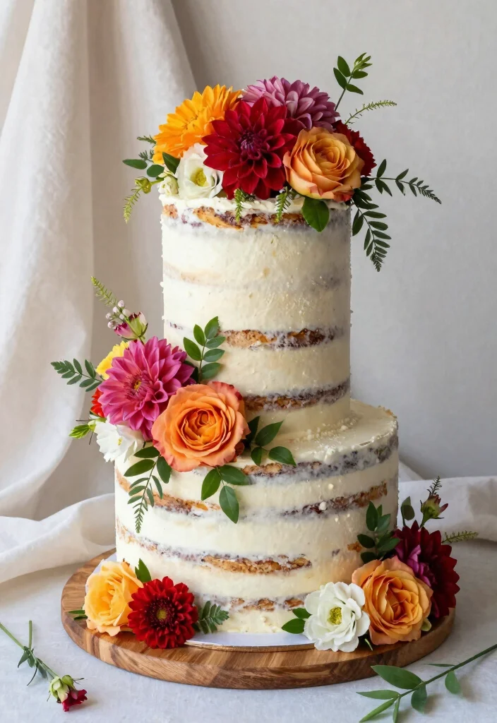 17 Welcome Home Cake Ideas That Warm Hearts - 3. Whimsical Floral Naked Cake 1