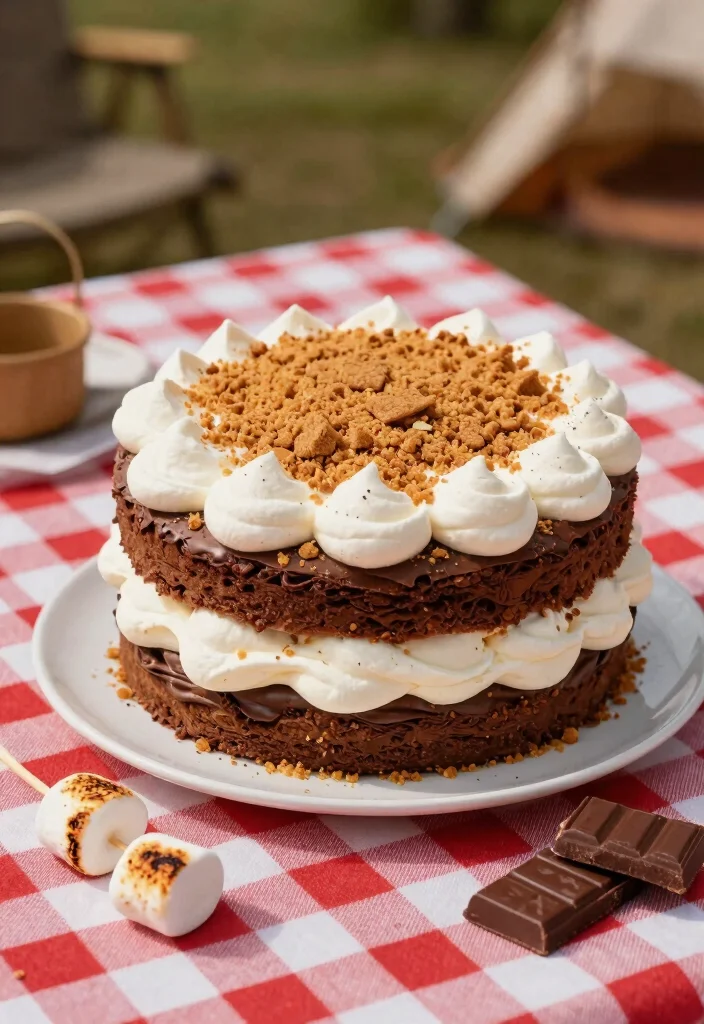 17 Welcome Home Cake Ideas That Warm Hearts - 7. S'mores Inspired Cake 1