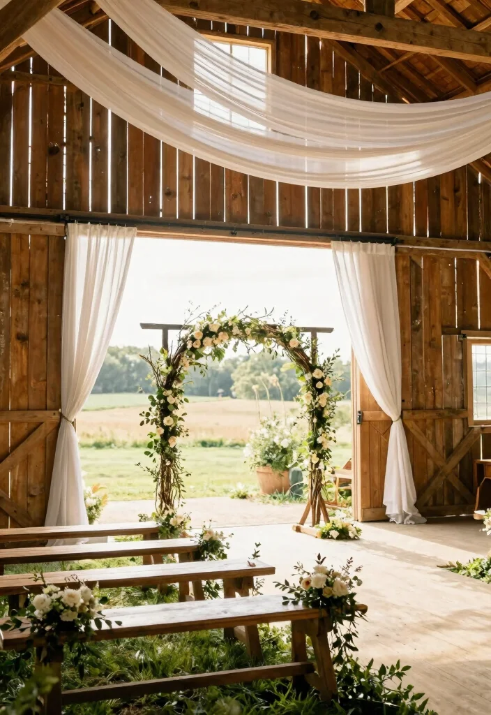 17 Western Wedding Ideas That Blend Country and Elegance - 1. Rustic Barn Ceremony 1