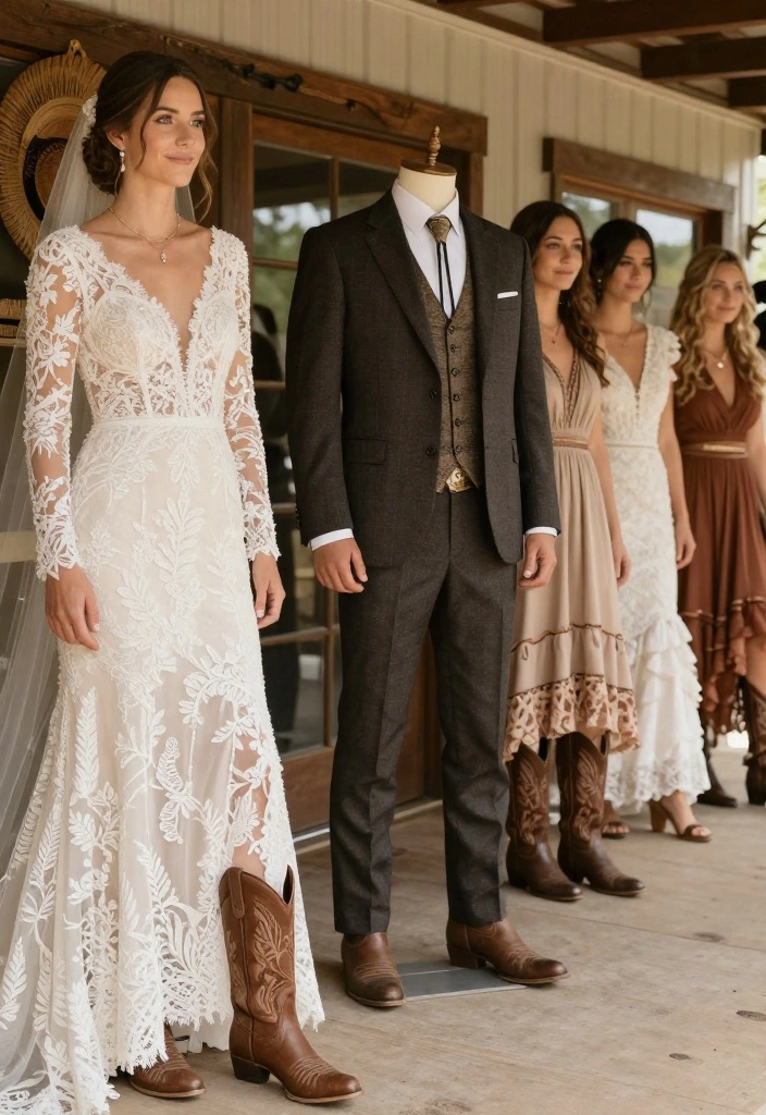 17 Western Wedding Ideas That Blend Country and Elegance - 4. Country Chic Attire 1