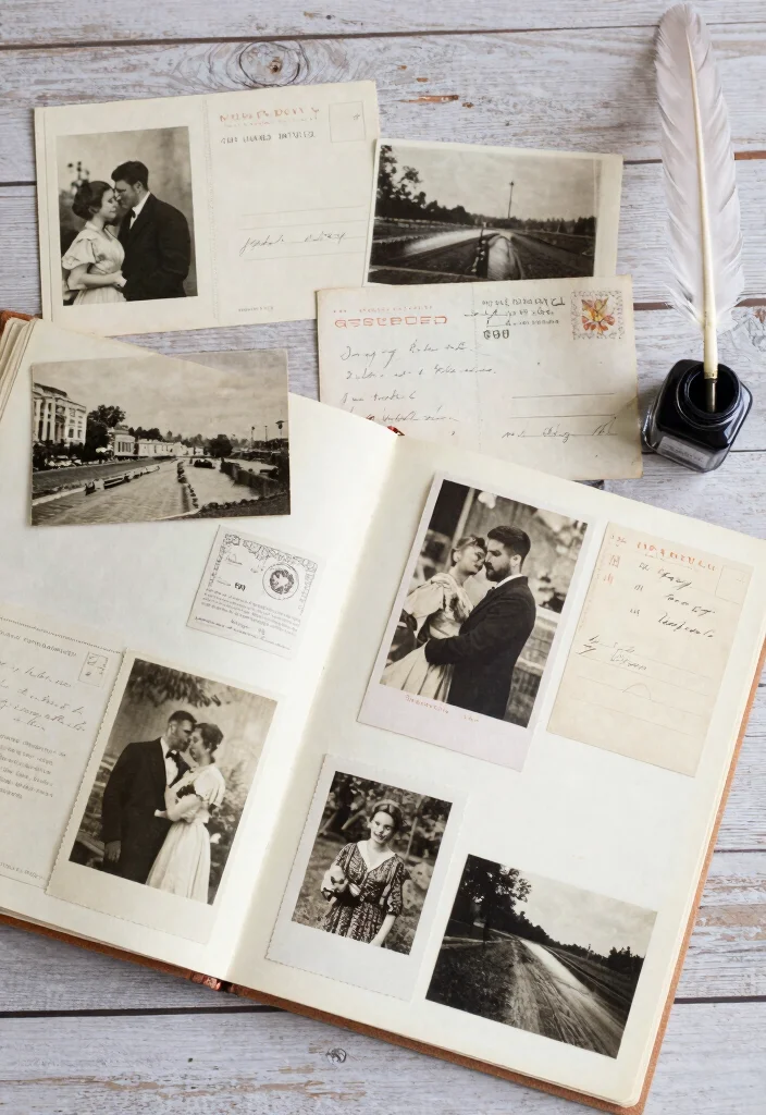 18 Anniversary Photo Album Ideas That Tell Your Story - 5. Antique Postcards and Letters 1