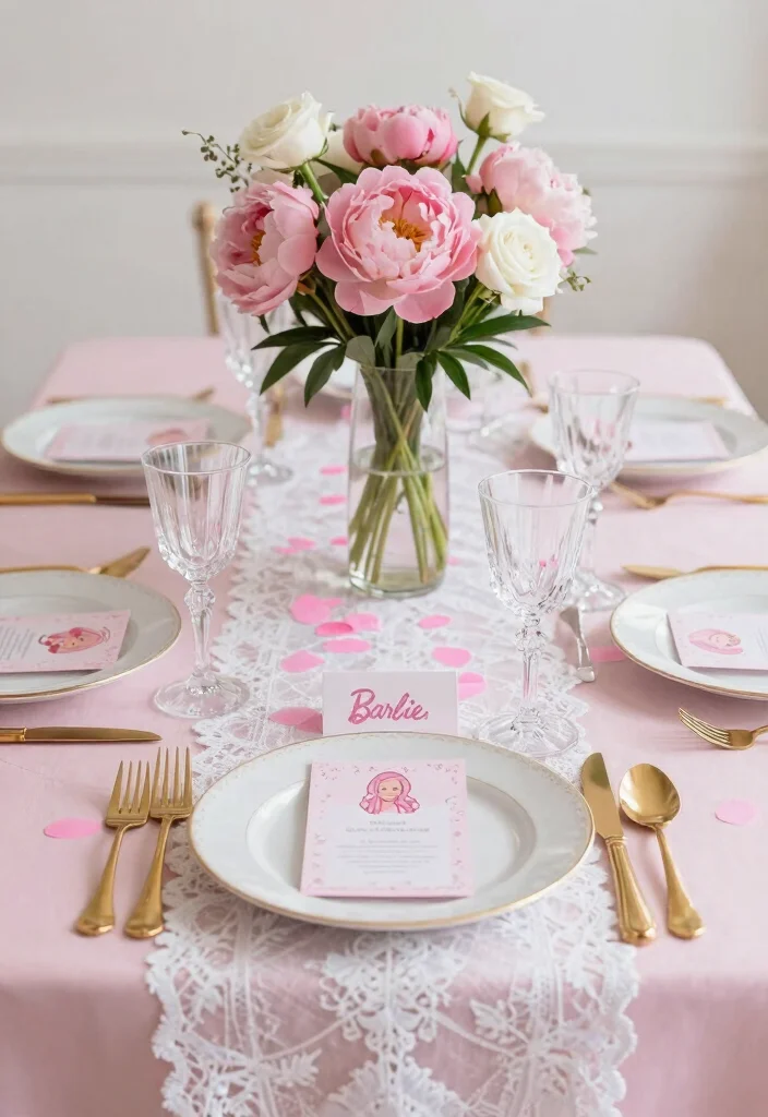 18 Barbie Bridal Shower Ideas That Radiate Glamour - 1. Glamorous Pink Table Settings 1
