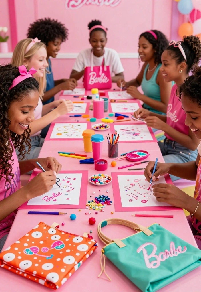 18 Barbie Bridal Shower Ideas That Radiate Glamour - 12. Barbie-Themed Craft Station 1