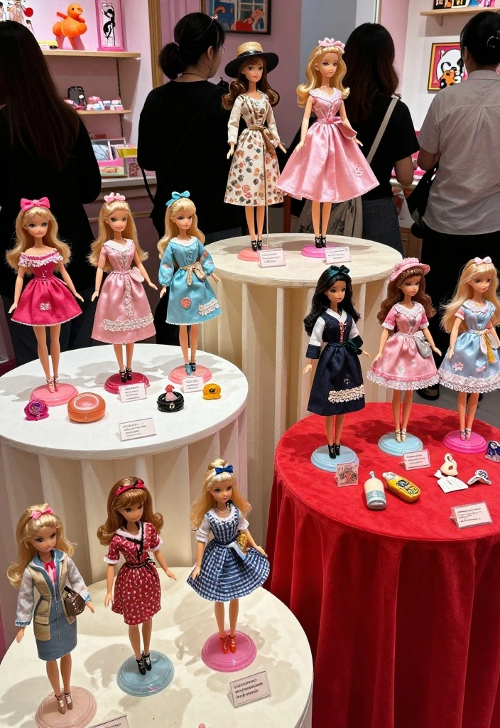 18 Barbie Bridal Shower Ideas That Radiate Glamour - 13. Vintage Barbie Collectibles Showcase 1
