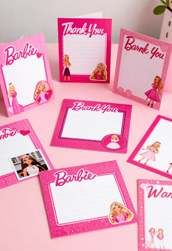 18 Barbie Bridal Shower Ideas That Radiate Glamour - 16. Barbie-Themed Thank You Cards 1