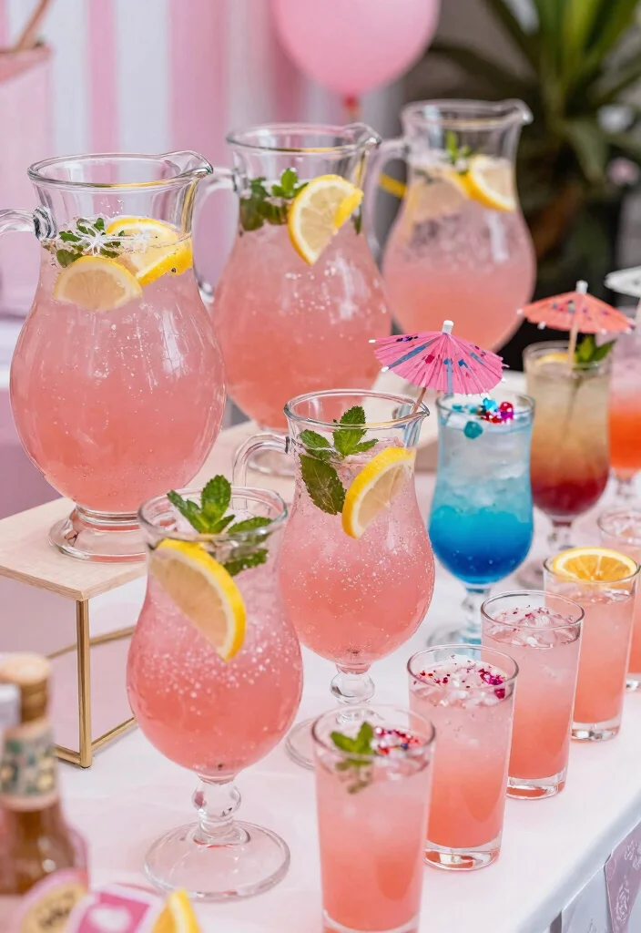 18 Barbie Bridal Shower Ideas That Radiate Glamour - 4. Pink Drinks Station 1